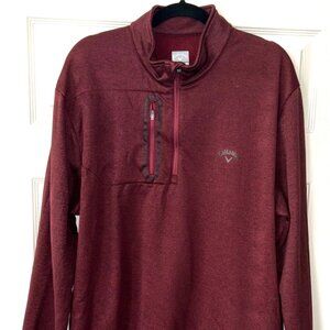 Callaway Men’s XXL 1/4 Zip Performance Pullover Burgundy Long Sleeve Golf Shirt